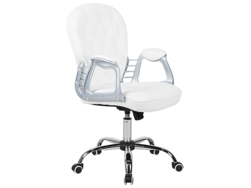 Beliani Otočná kancelárska stolička z eko kože biela PRINCESS
